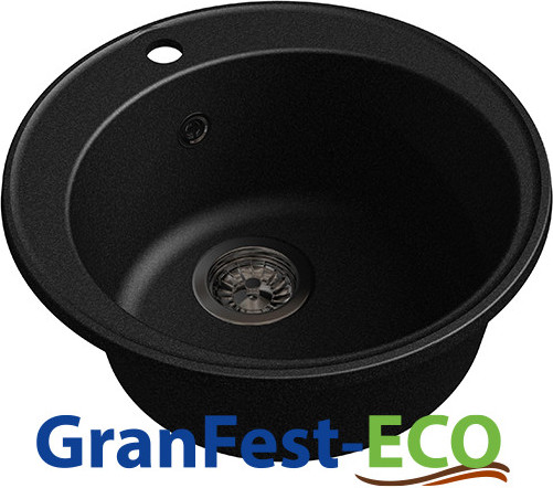 GranFest-ECO Мойка ECO-08  D=480мм , черный, без сифона 2 сорт