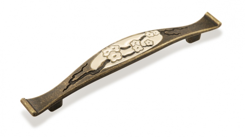 Ручка-скоба FS - 122 128 бронза старая/эмаль слоновая кость 9002