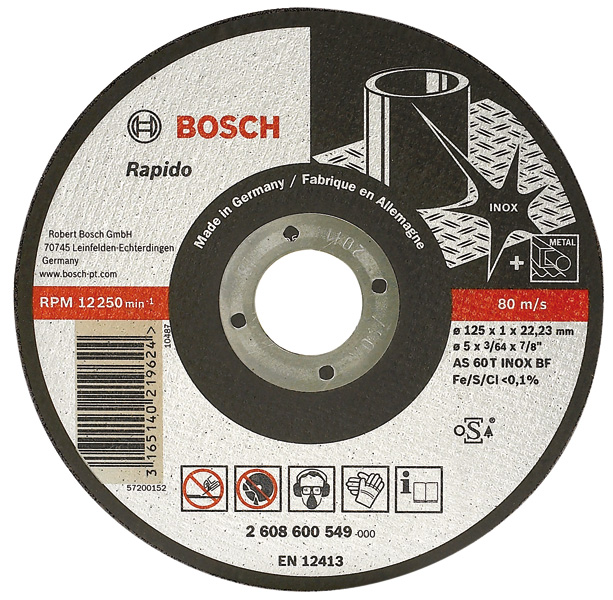 Диск отрезной Bosch 125х22,2 мм по нержавеющей стали