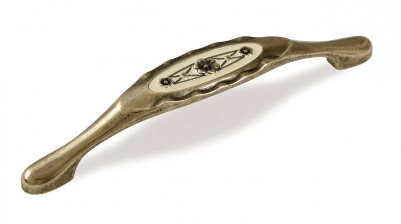 Ручка-скоба FS - 128 128 бронза полированная / эмаль слоновая кость 9002